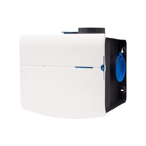 Voorzijde van de Orcon MVS-15RHB woonhuisventilator – energiezuinige mechanische ventilatie.