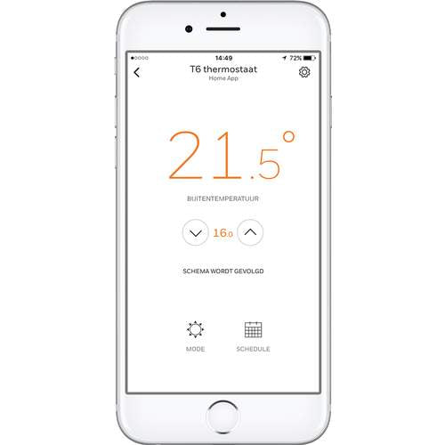 App van de Honeywell Home T6 slimme thermostaat, bedraad, voor wandmontage, zwart – slimme en energie-efficiënte thermostaat voor wandmontage.