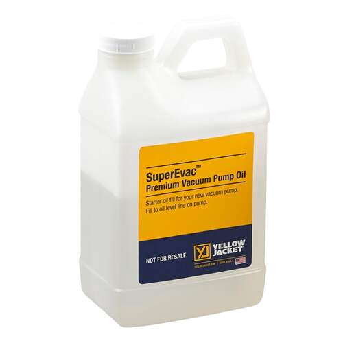 Voorzijde van de Yellow Jacket vacuümpompolie Premium 1 liter – hoogwaardige olie voor vacuümpompen.